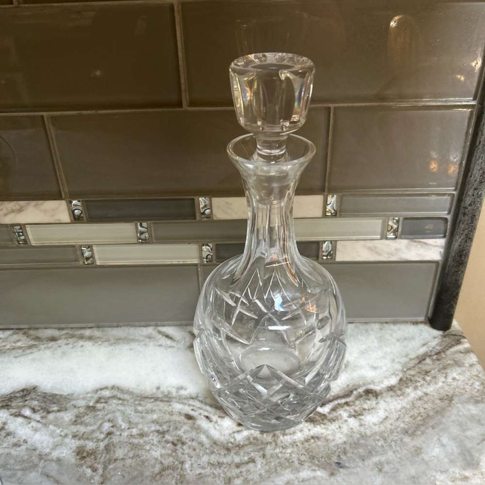 Atlantis Solid Wine/ Liquor Decanter & Stopper. Portugal Heavy Crystal Cut